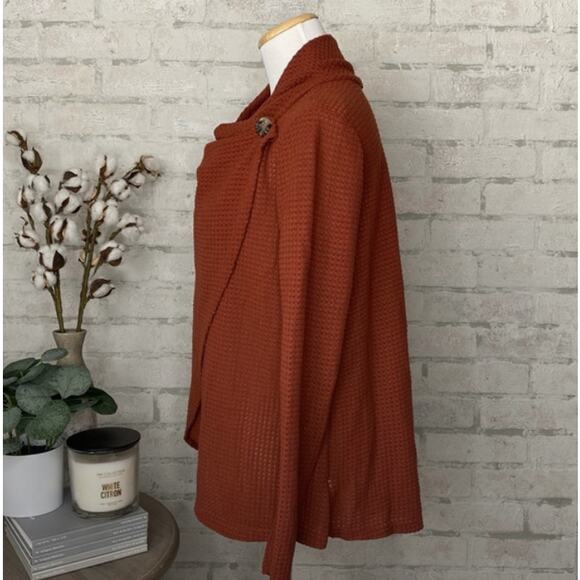 Maurices | Rust Waffle Knit Drape Sweater - Picture 2 of 4